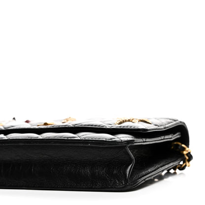 Chanel Aged Calfskin Quilted Lucky Charms 2.55 Reissue Wallet On Chain WOC Black 11 of 12