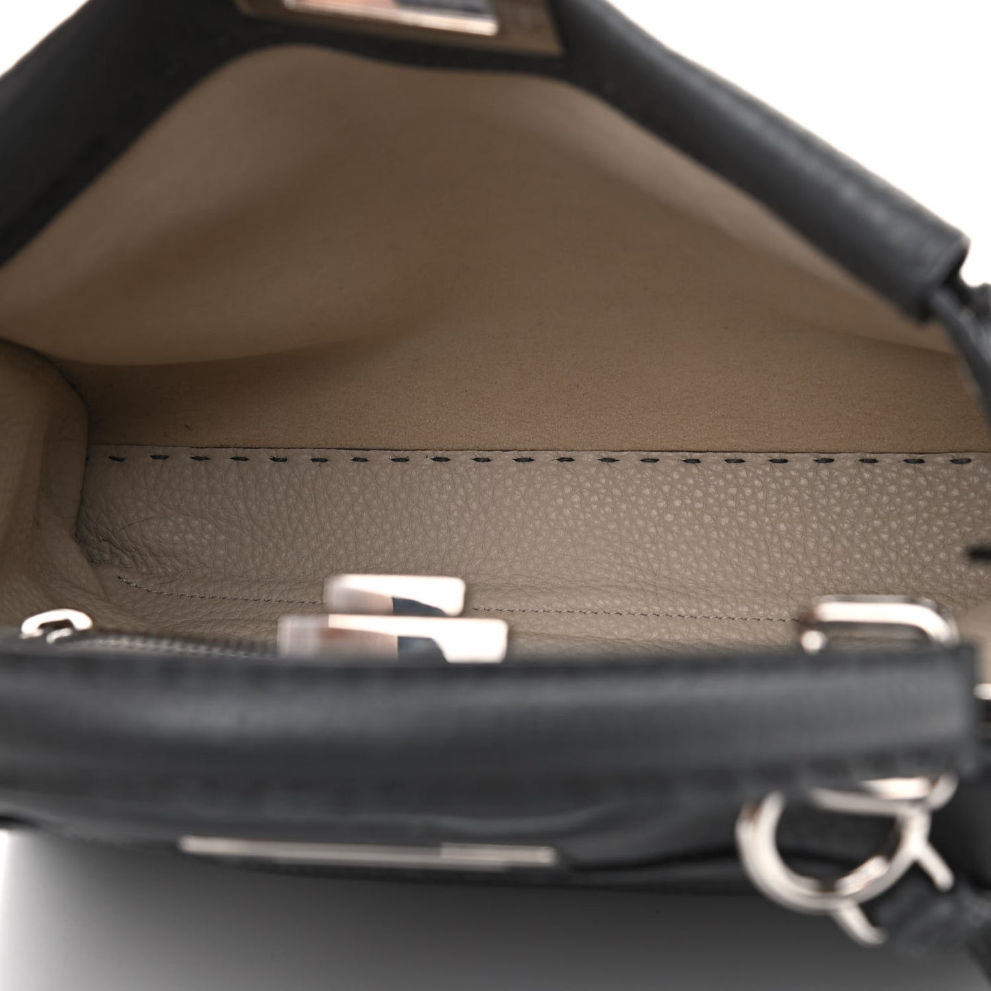 Cuoio Romano Selleria Bi-Color Medium Peekaboo Iconic Satchel Asfalto Latte
