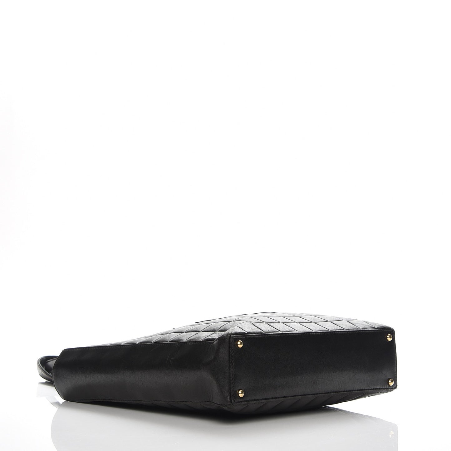 Lambskin Quilted Chocolate Bar Tote Black