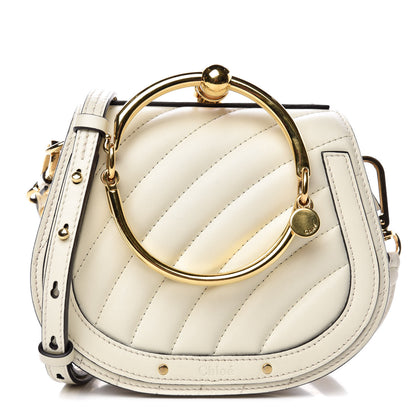 Chloe Calfskin Suede Quilted Small Nile Bracelet Bag Natural White 1 of 8