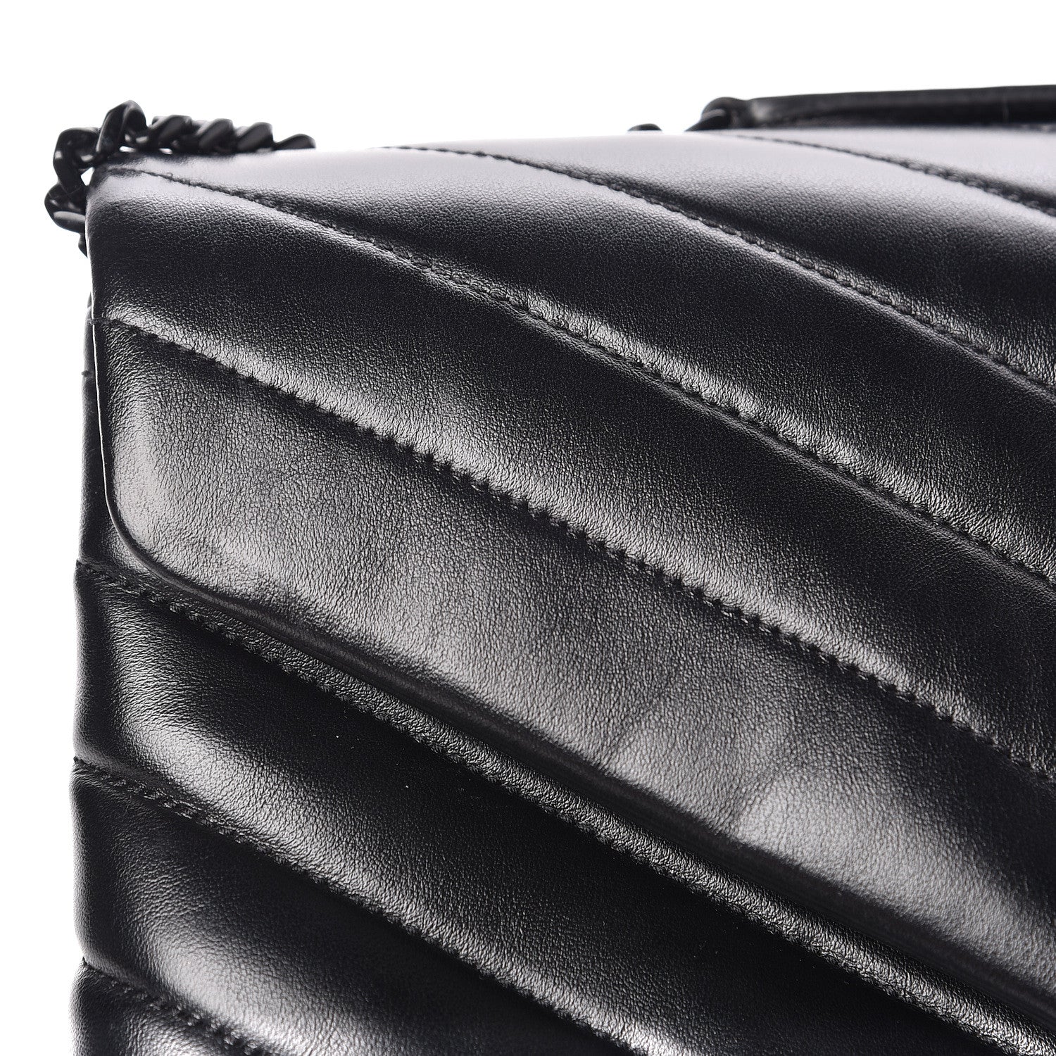 Saint Laurent Calfskin Y Quilted Monogram Medium Loulou Chain Satchel Black 14 of 15