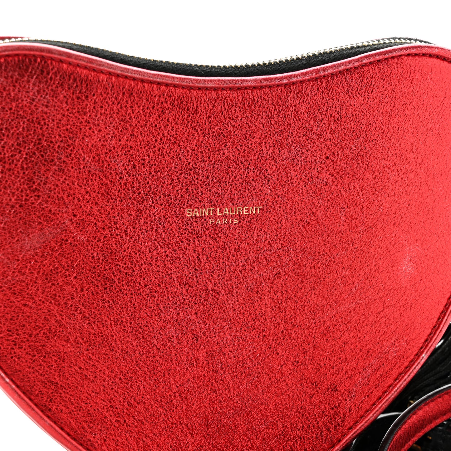 Metallic Calfskin Heart Monogram Crossbody Black Rouge