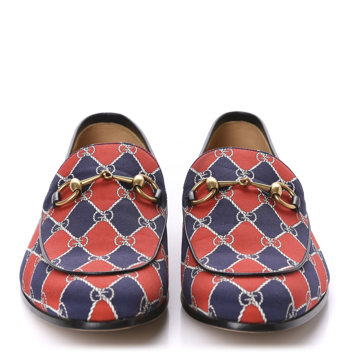 Mini GG Rhombus Chain Horsebit Mens Jordaan Loafers 10 Royal Bleuett Red
