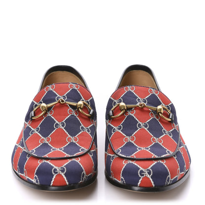 Gucci Mini GG Rhombus Chain Horsebit Mens Jordaan Loafers 10 Royal Bleuett Red 2 of 10