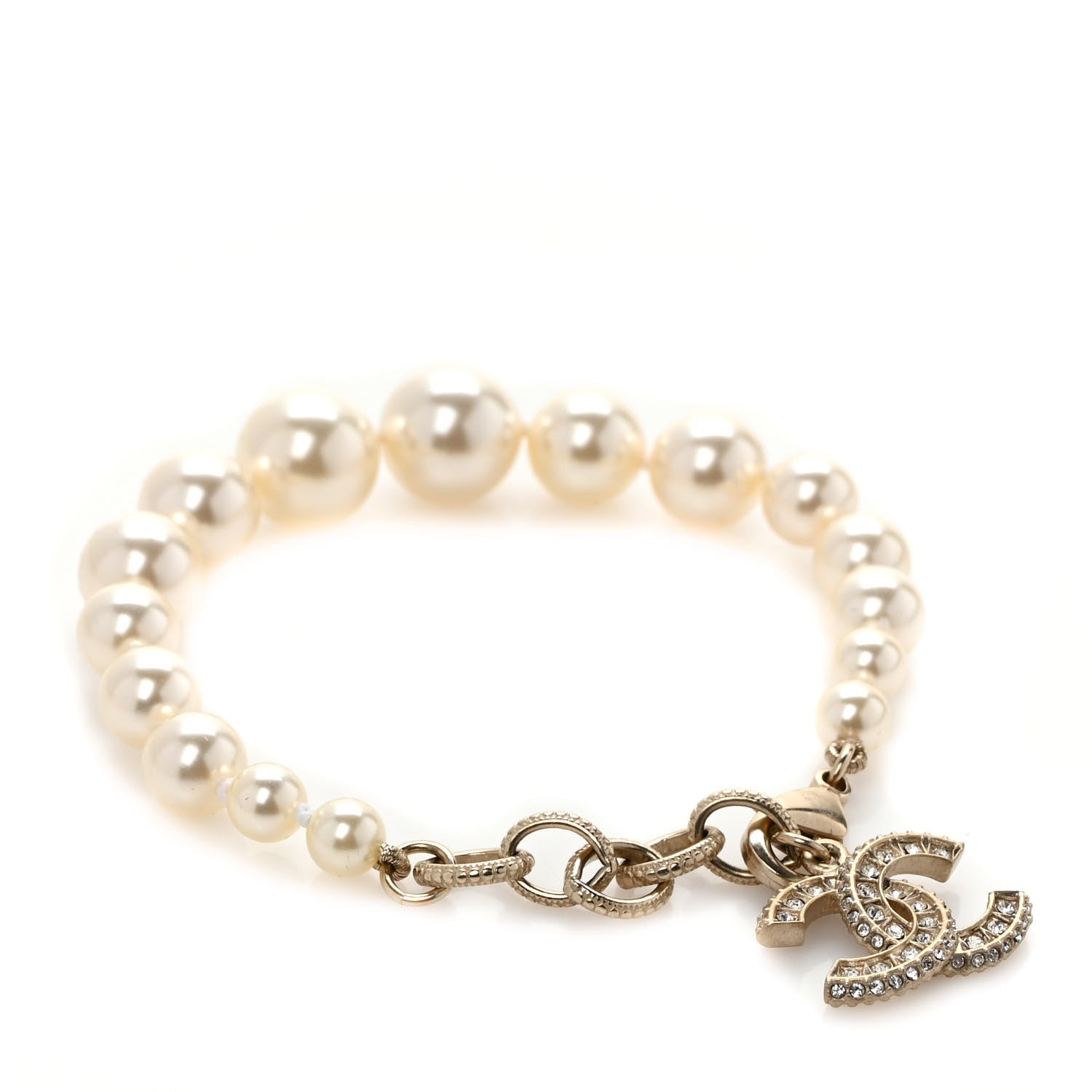 Chanel Pearl Crystal CC Bracelet Gold 1 of 5