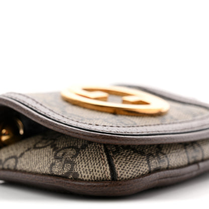 Gucci GG Supreme Monogram Textured Dollar Calfskin Blondie Card Case Wallet with Strap Beige Ebony New Acero 9 of 11