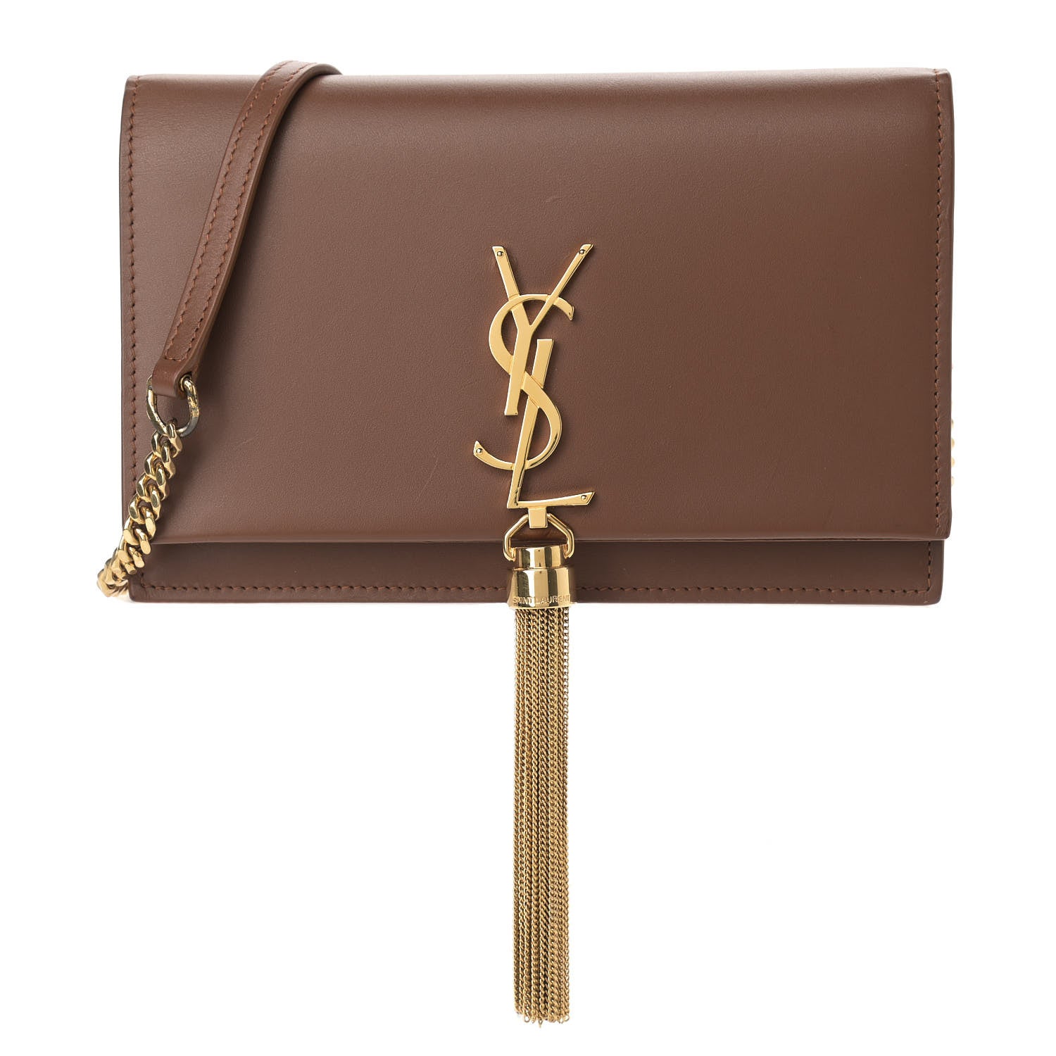 Saint Laurent Smooth Calfskin Classic Monogram Kate Tassel Chain Wallet Brown 1 of 13