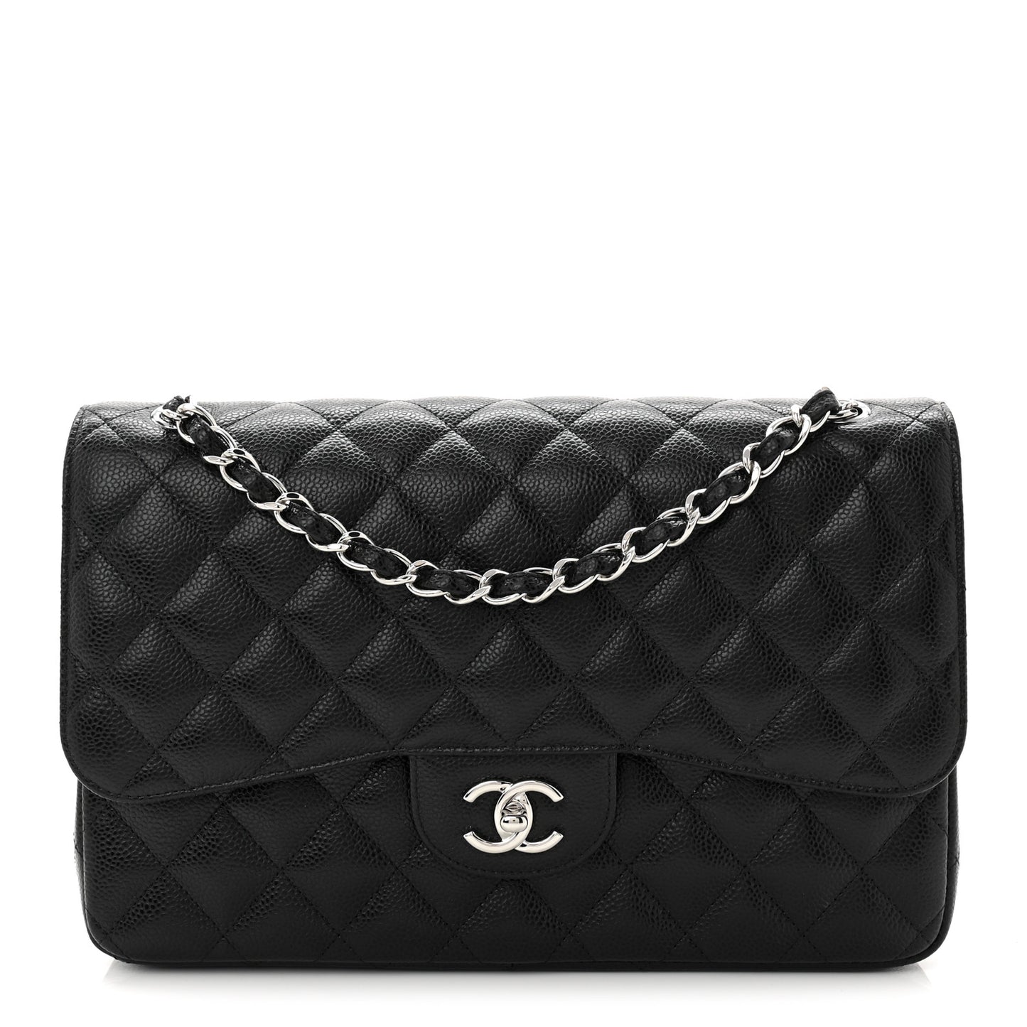 Caviar Quilted Jumbo Double Flap Black