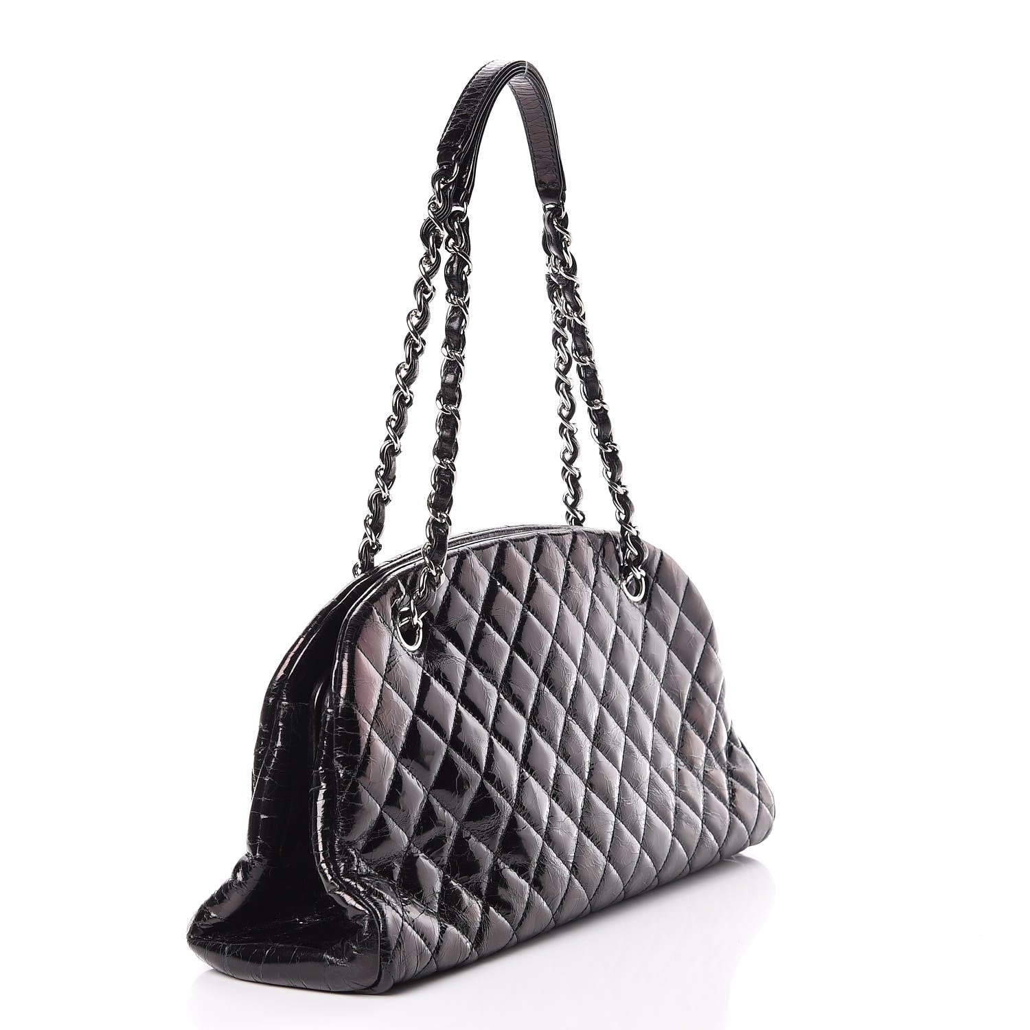 Chanel Glazed Calfskin Quilted Medium Just Mademoiselle Black 3 of 12