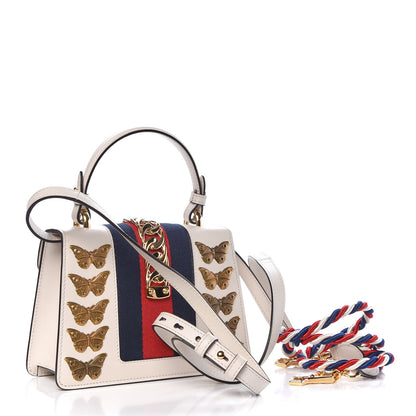 Gucci Calfskin Animal Studs Mini Sylvie Top Handle Bag White 4 of 8