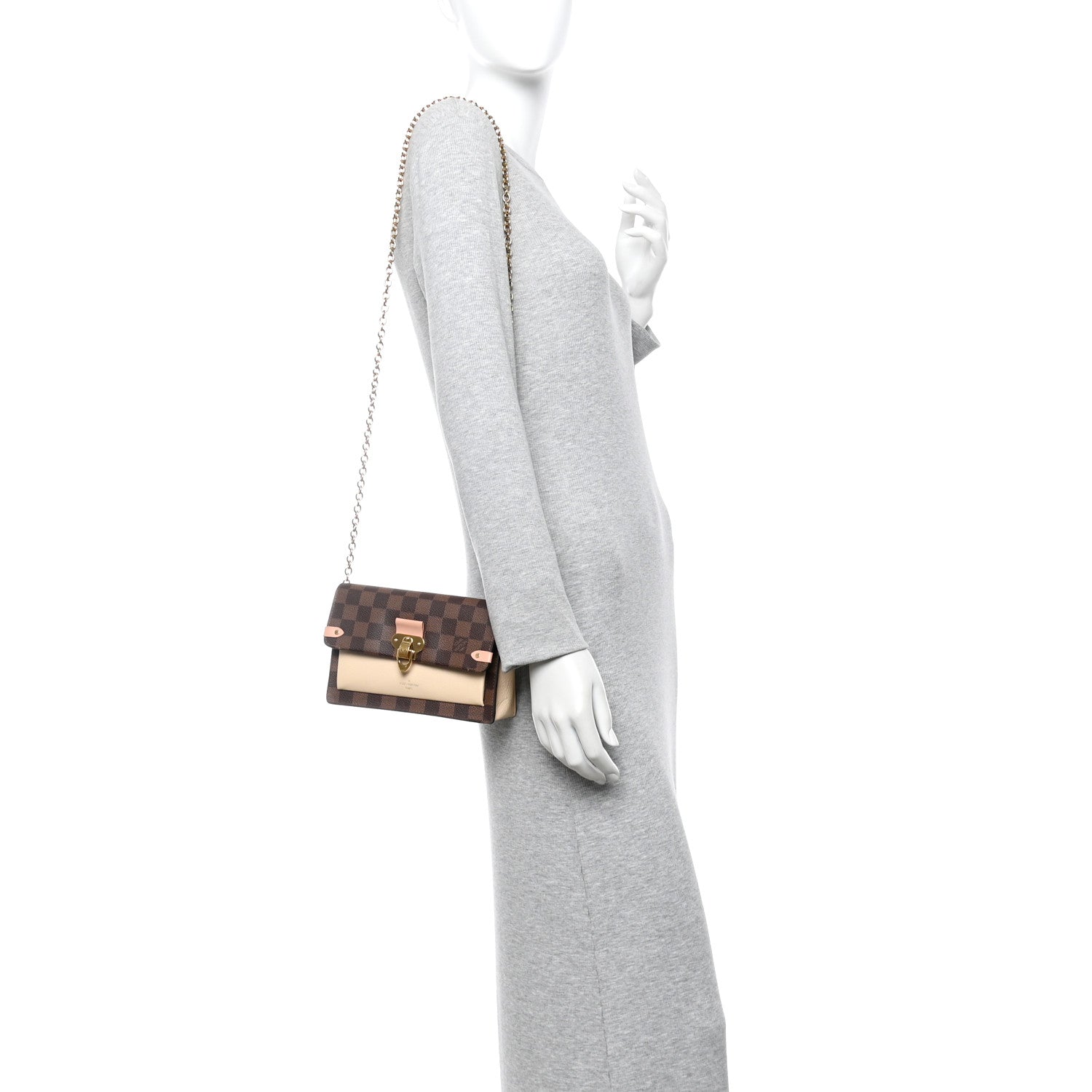 Louis Vuitton Damier Ebene Vavin Chain Wallet Creme 2 of 12