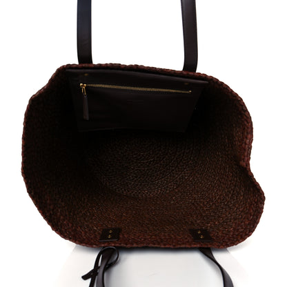 Saint Laurent Raffia Calfskin Medium Panier Tote Dark Chocolate 5 of 9
