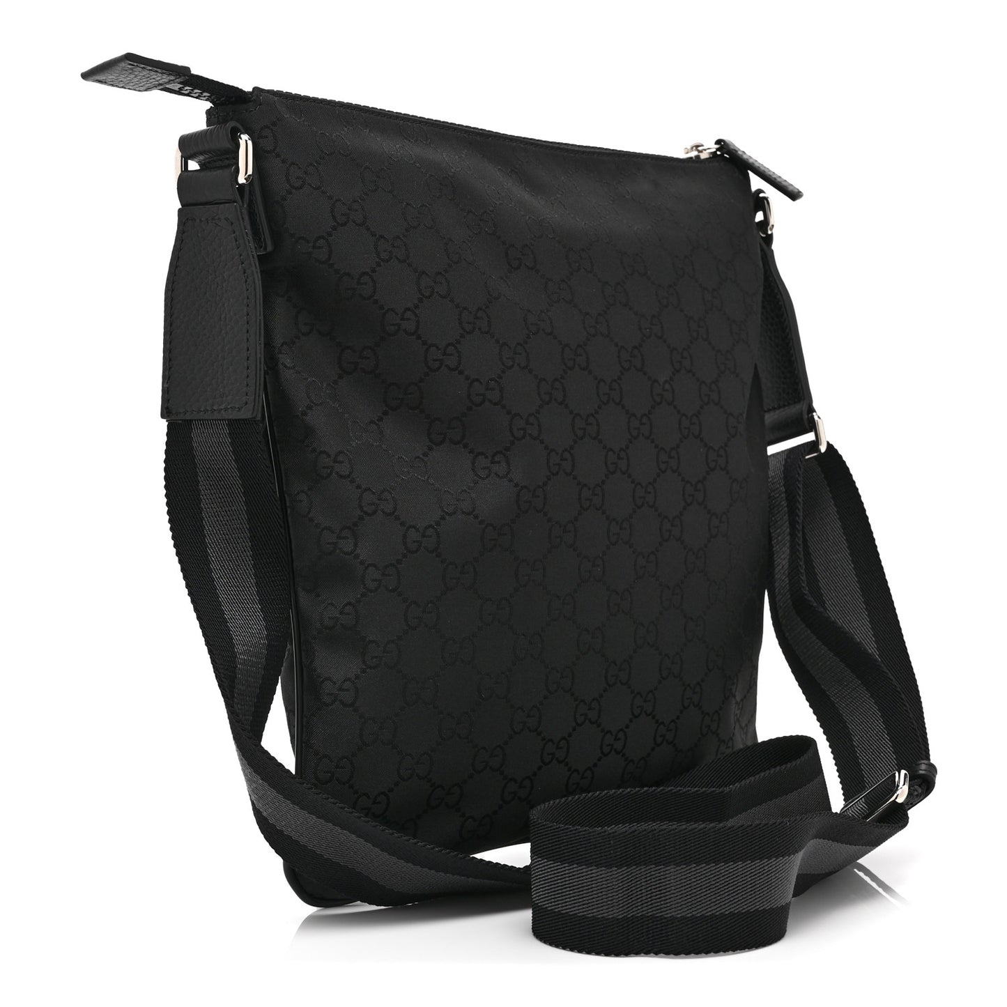 Nylon Monogram Small Flat Messenger Bag Black