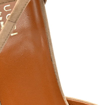 Gucci Suede Open Toe Ankle Strap Pumps 39 Beige 11 of 13