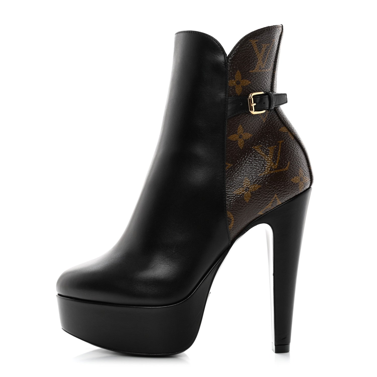Louis Vuitton Calfskin Monogram Afterglow Platform Ankle Boots 35 Black 1 of 9