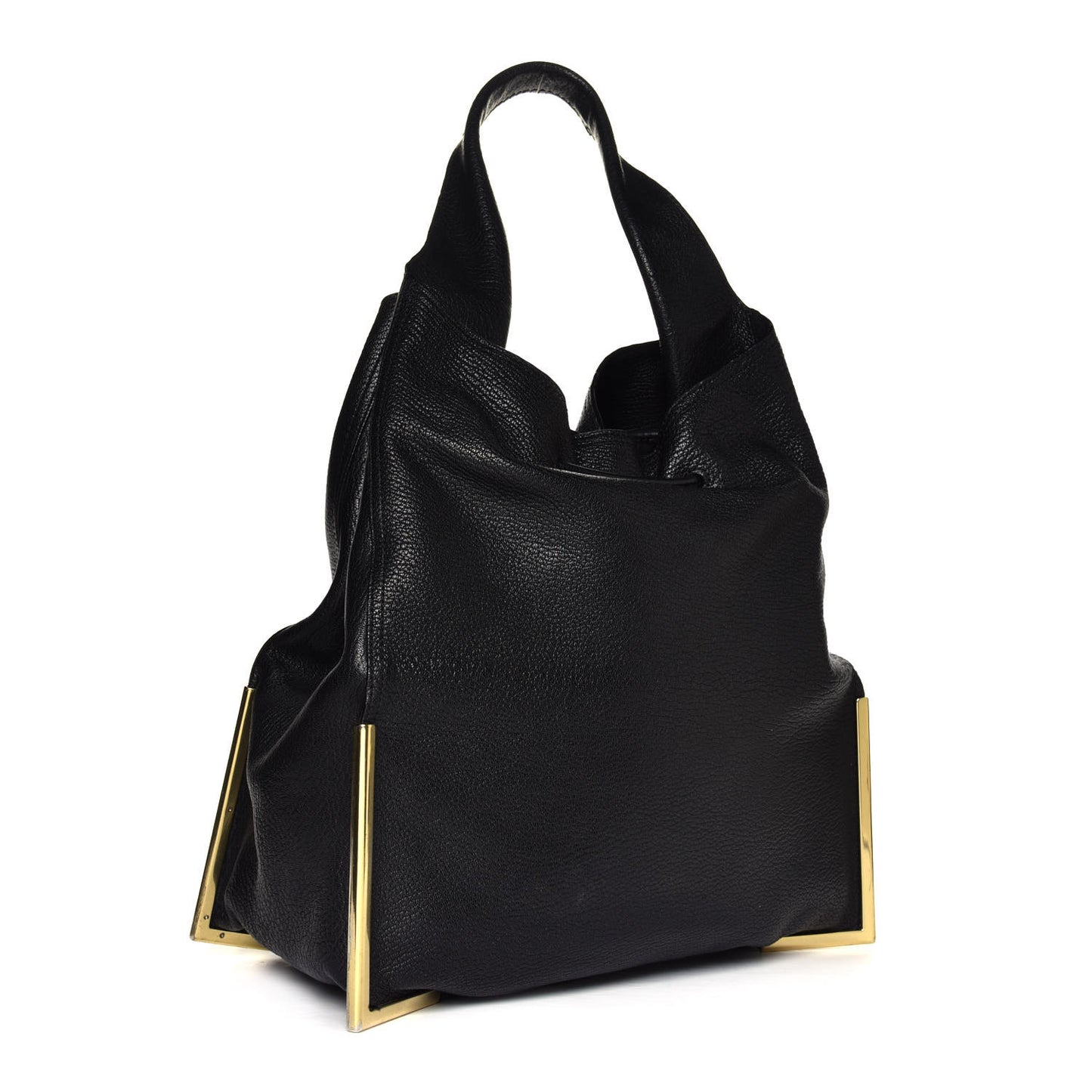 Calfskin Scout Drawstring Hobo Black