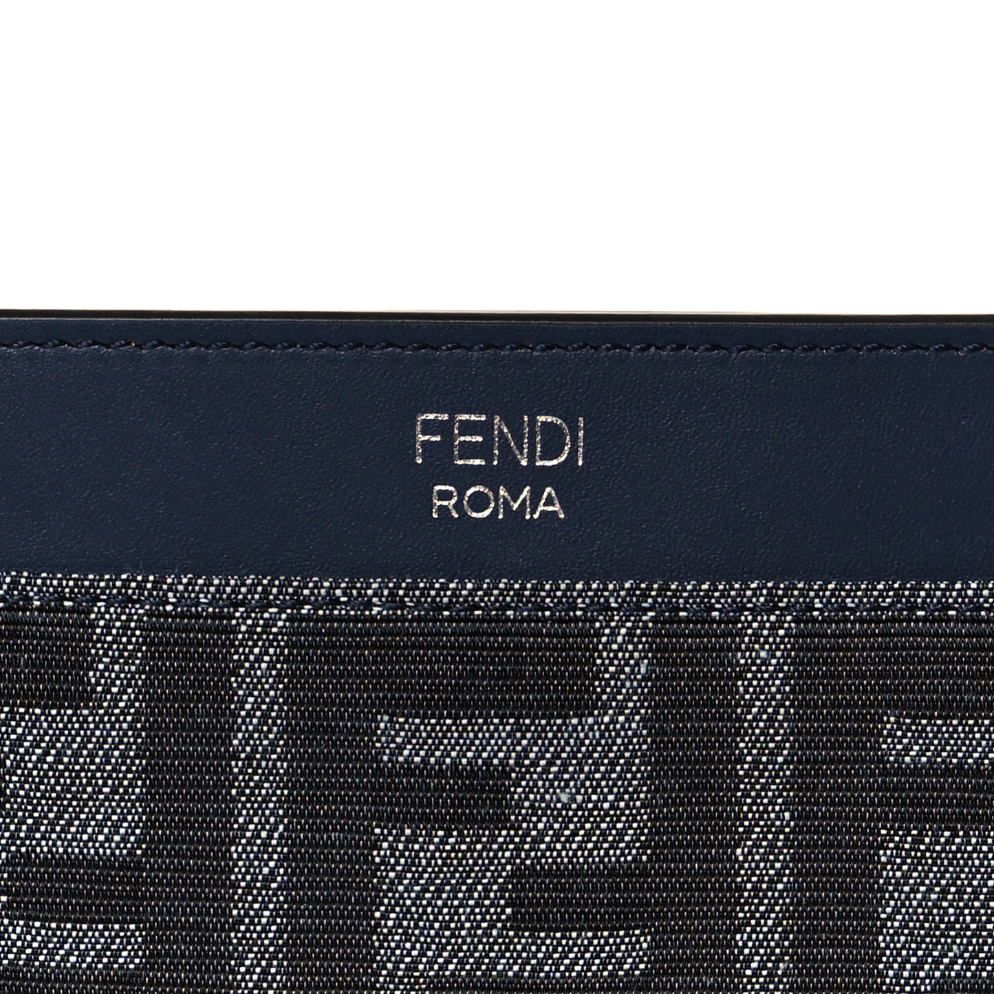 Fabric Jacquard Vitello King FF 1974 Clutch Bag Denim Blue Midnight