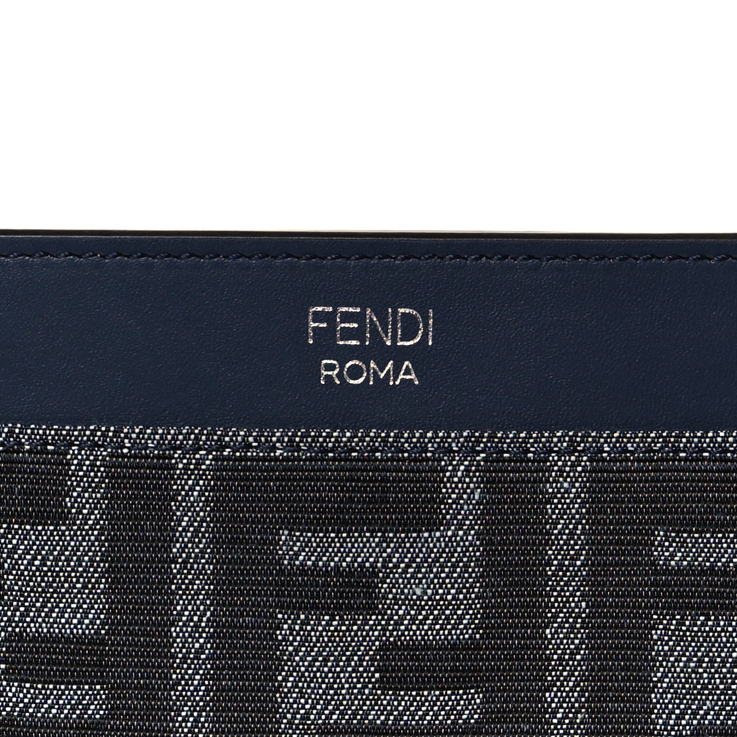 Fendi Fabric Jacquard Vitello King FF 1974 Clutch Bag Denim Blue Midnight 9 of 10
