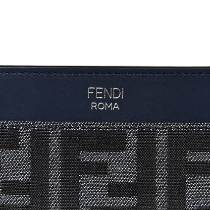 Fendi Fabric Jacquard Vitello King FF 1974 Clutch Bag Denim Blue Midnight 9 of 10