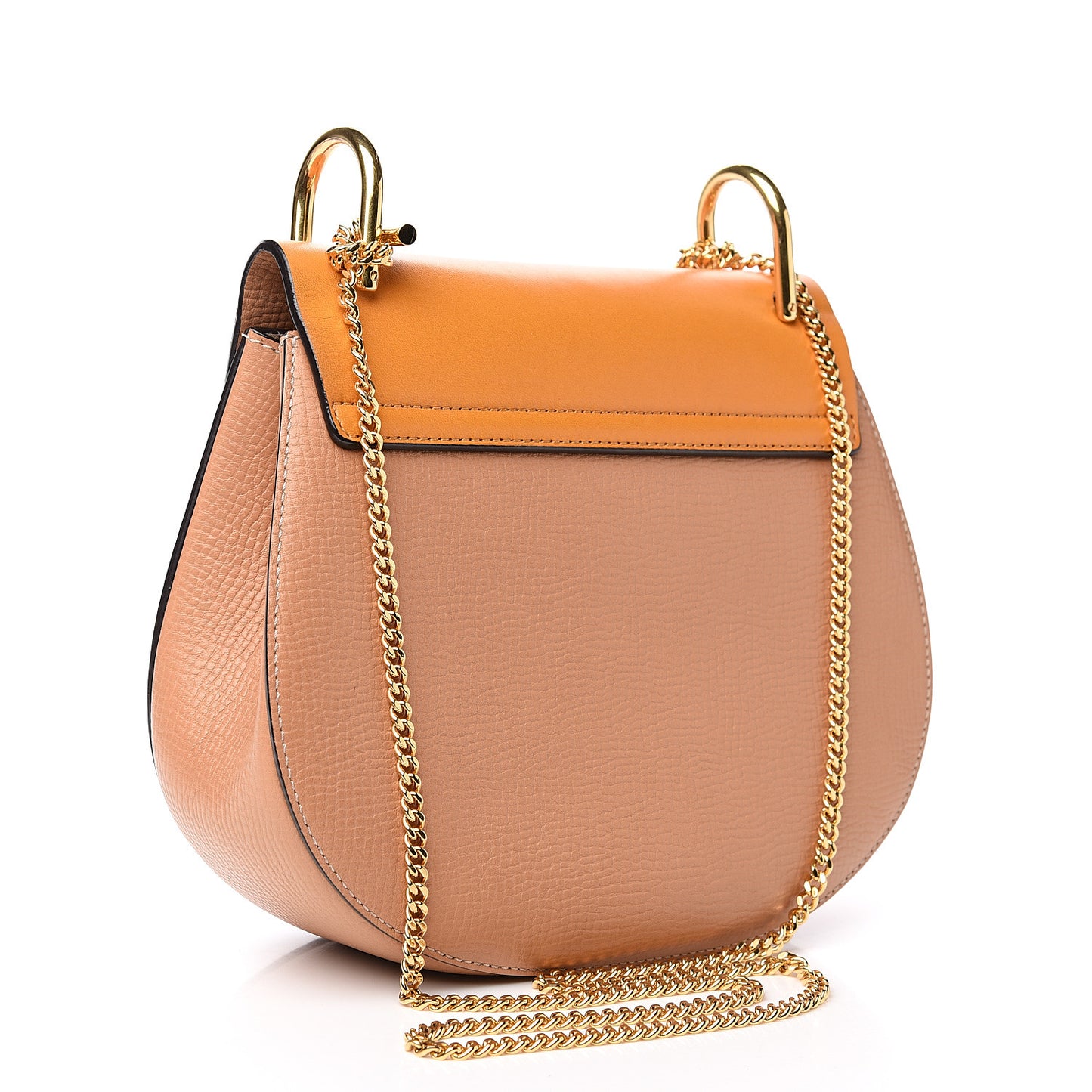 Grained Calfskin Lambskin Bi-Color Drew Shoulder Bag Wet Sand Sunflower