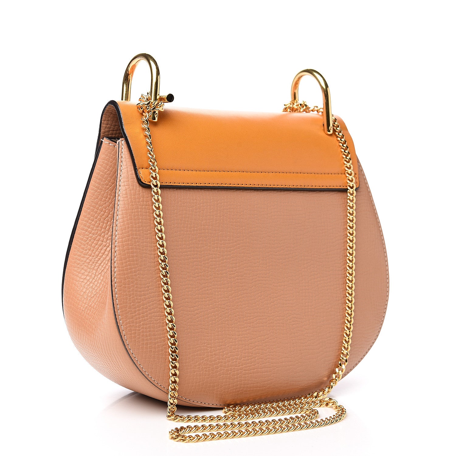 Chloe Grained Calfskin Lambskin Bi-Color Drew Shoulder Bag Wet Sand Sunflower 2 of 8