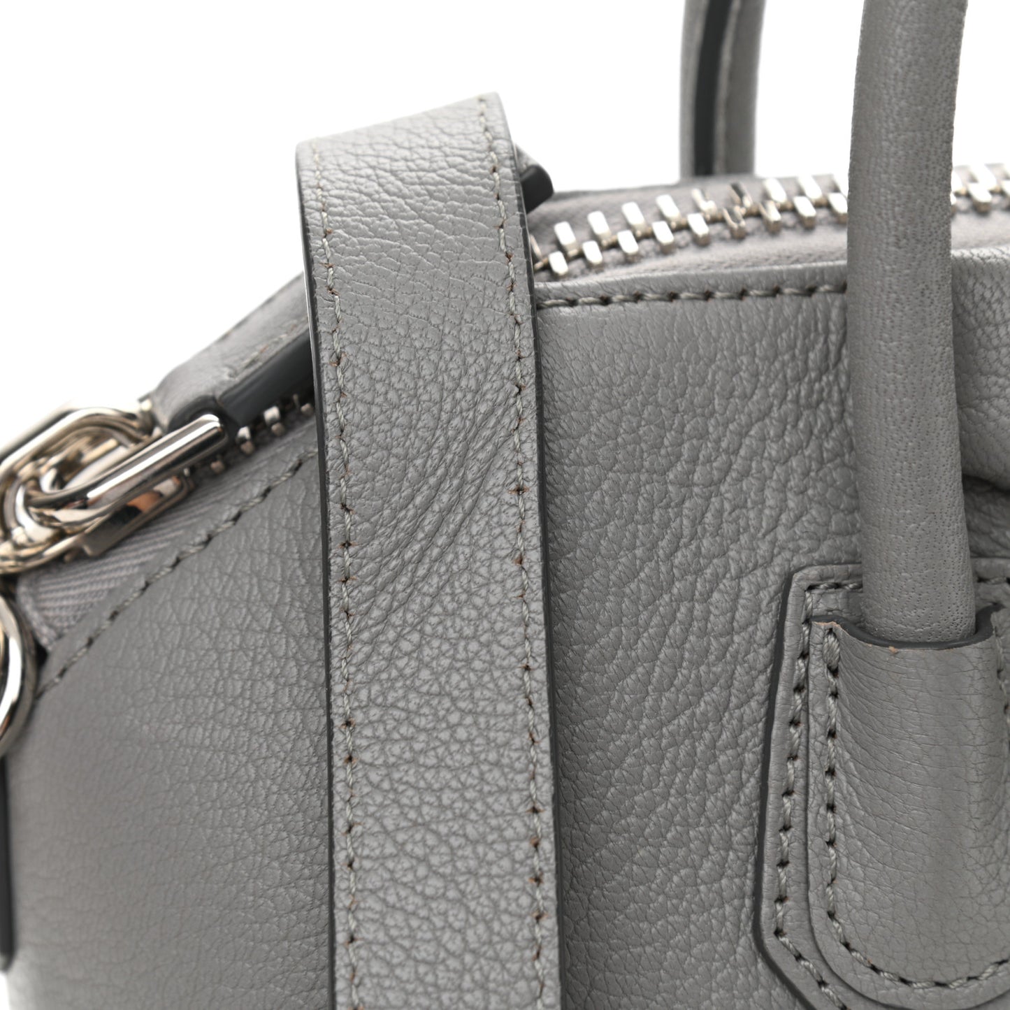 Sugar Goatskin Mini Antigona Pearl Grey