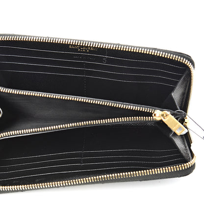 Saint Laurent Grain De Poudre Matelasse Chevron Monogram Zip Around Wallet Black 5 of 7