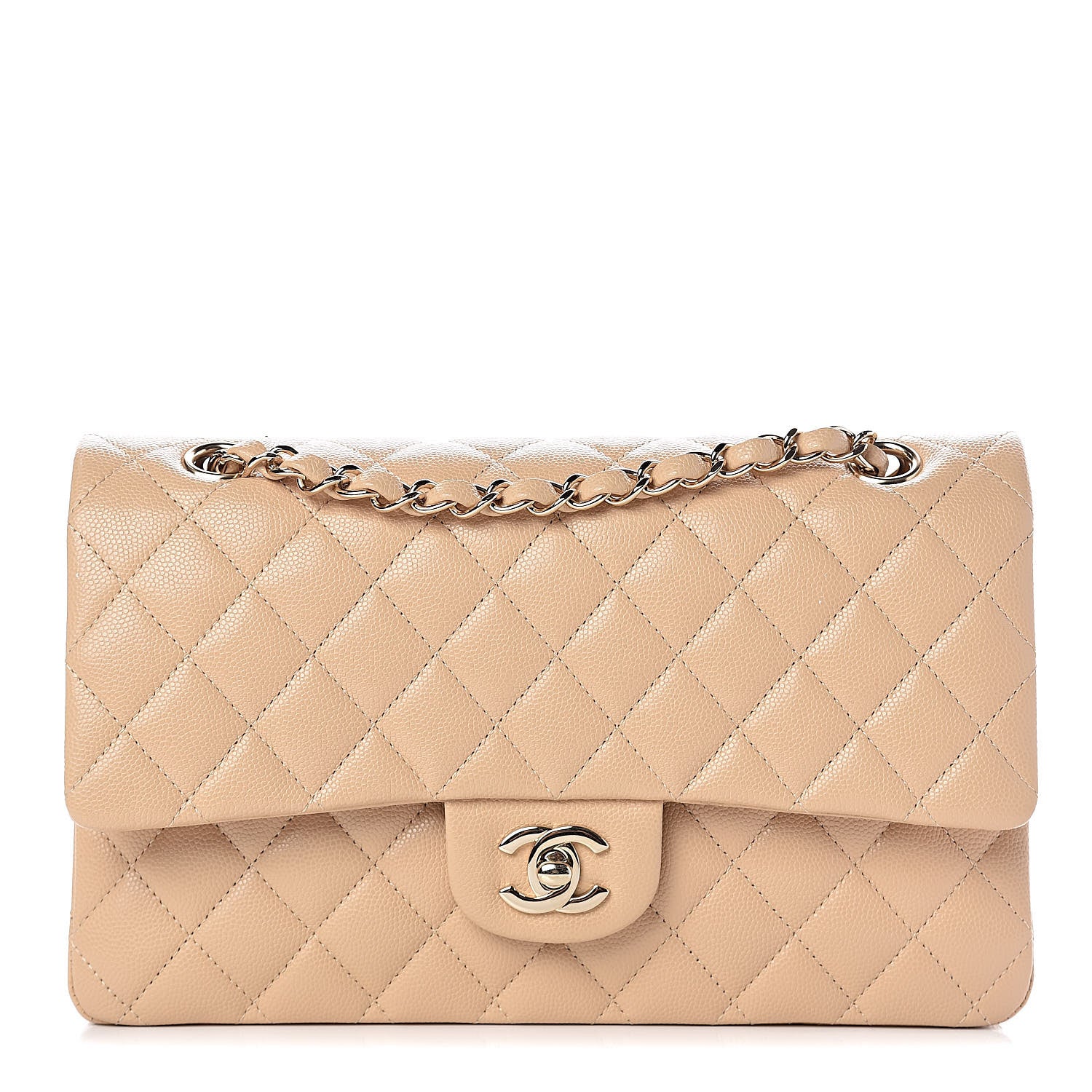 Chanel Caviar Quilted Medium Double Flap Light Beige 1 of 11