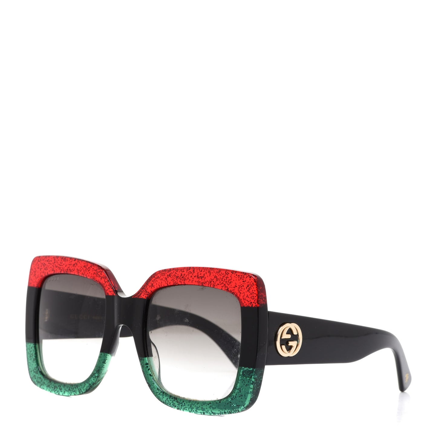 Acetate Square Frame Sunglasses GG0083S Glitter Red Black Green