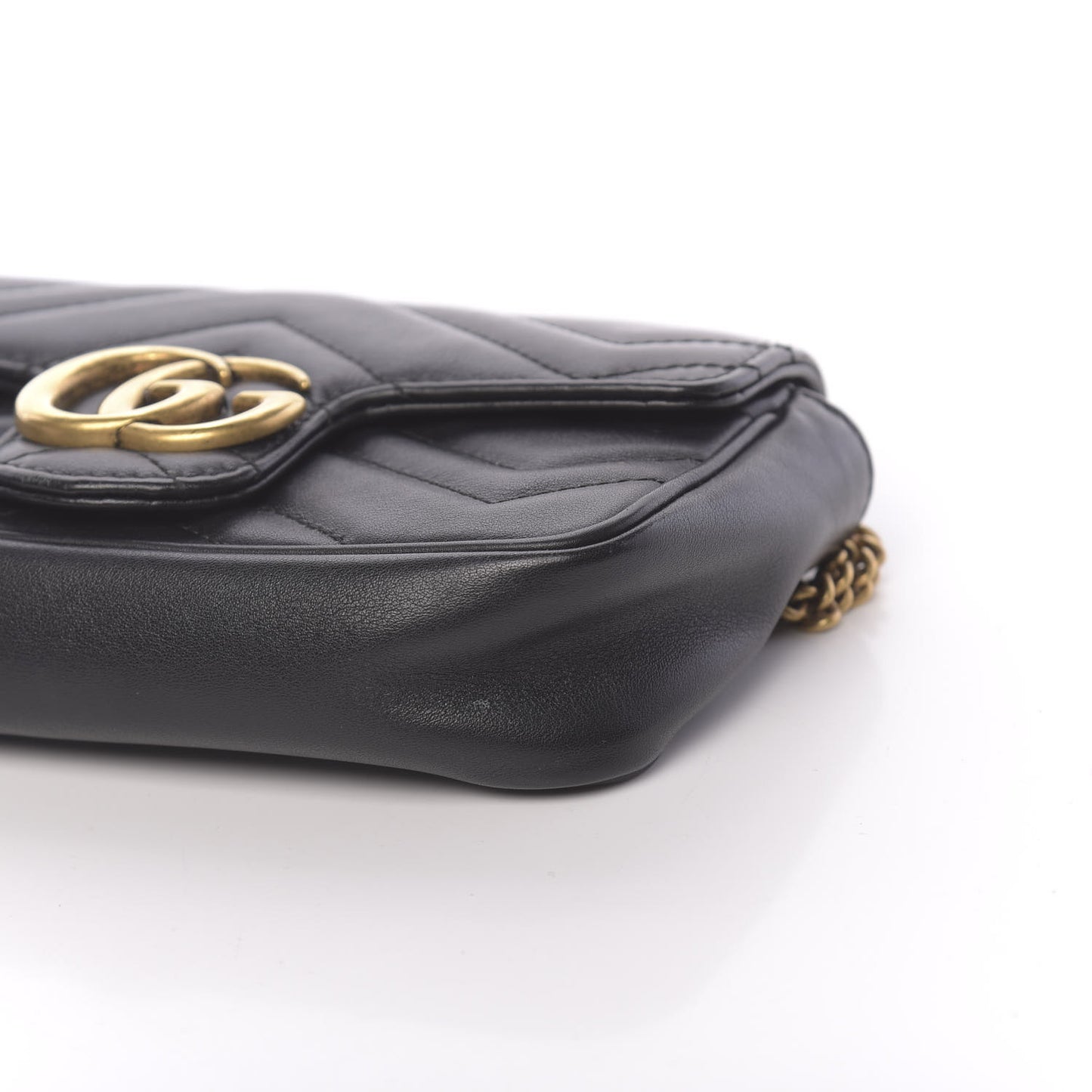 Calfskin Matelasse Super Mini GG Marmont Shoulder Bag Black