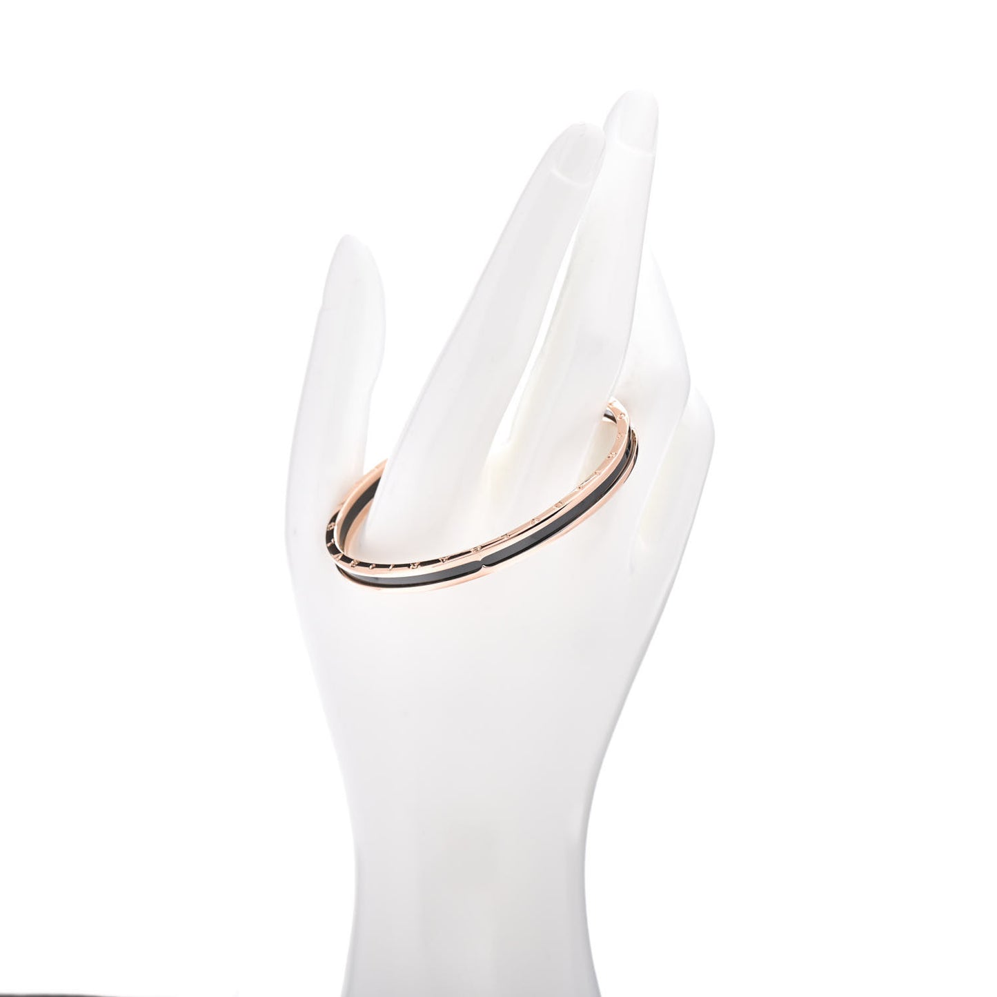 18K Rose Gold Steel Ceramic B.Zero1 Cuff Bracelet Black