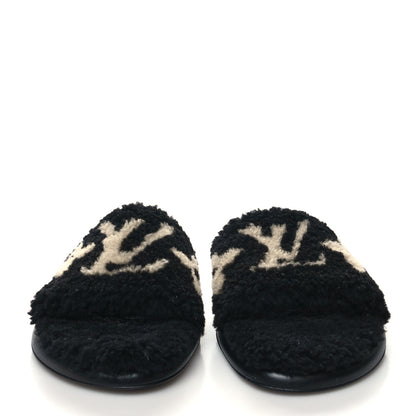 Louis Vuitton Shearling Magnetic Flat Mule 37 Black 2 of 8