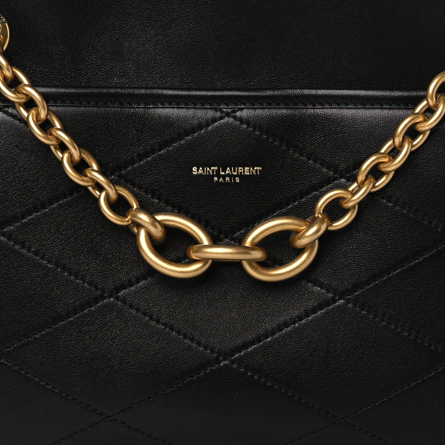 Saint Laurent Lambskin Quilted Le Maillon Chain Strap Crossbody Black 7 of 9