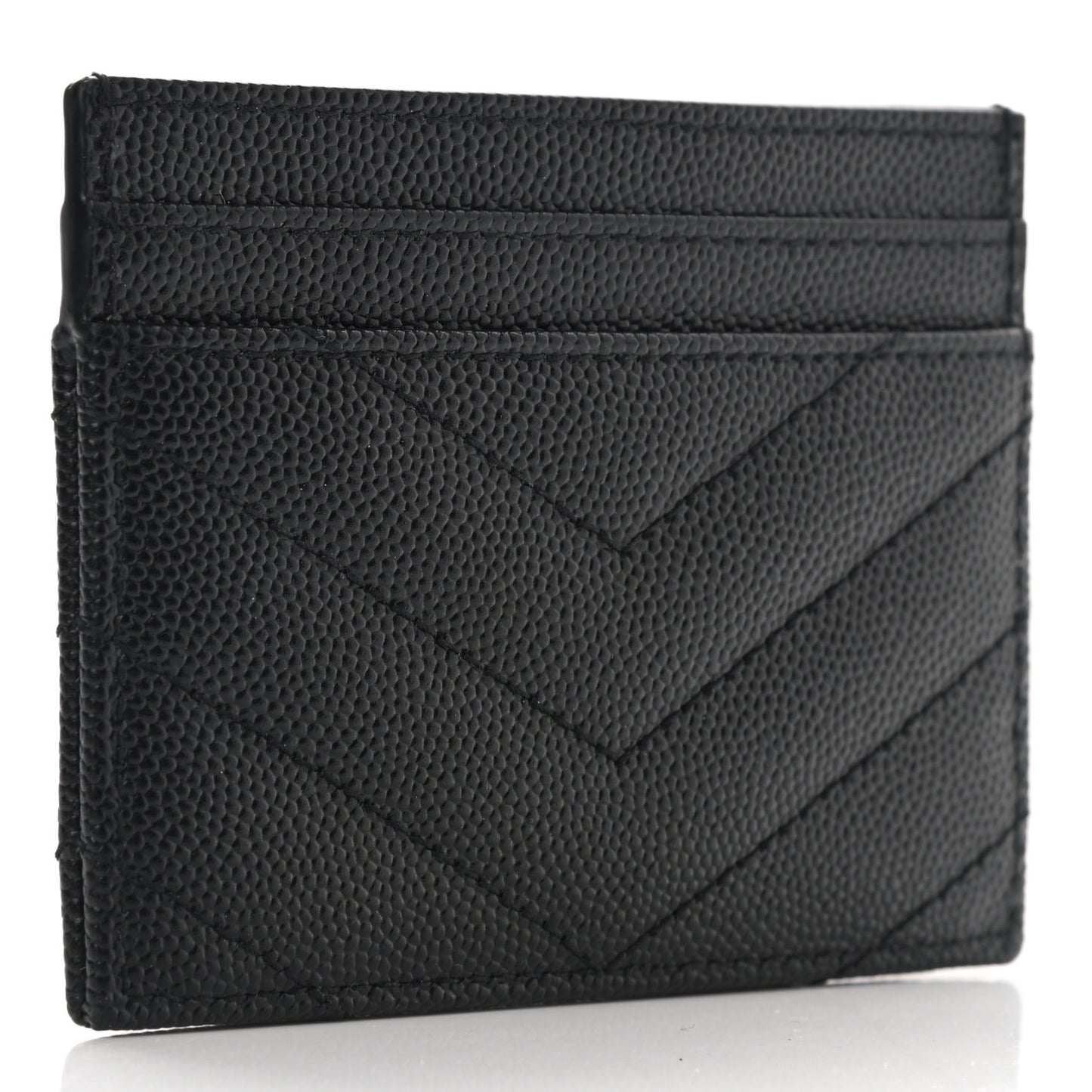 Grain De Poudre Matelasse Chevron Monogram Credit Card Case Black