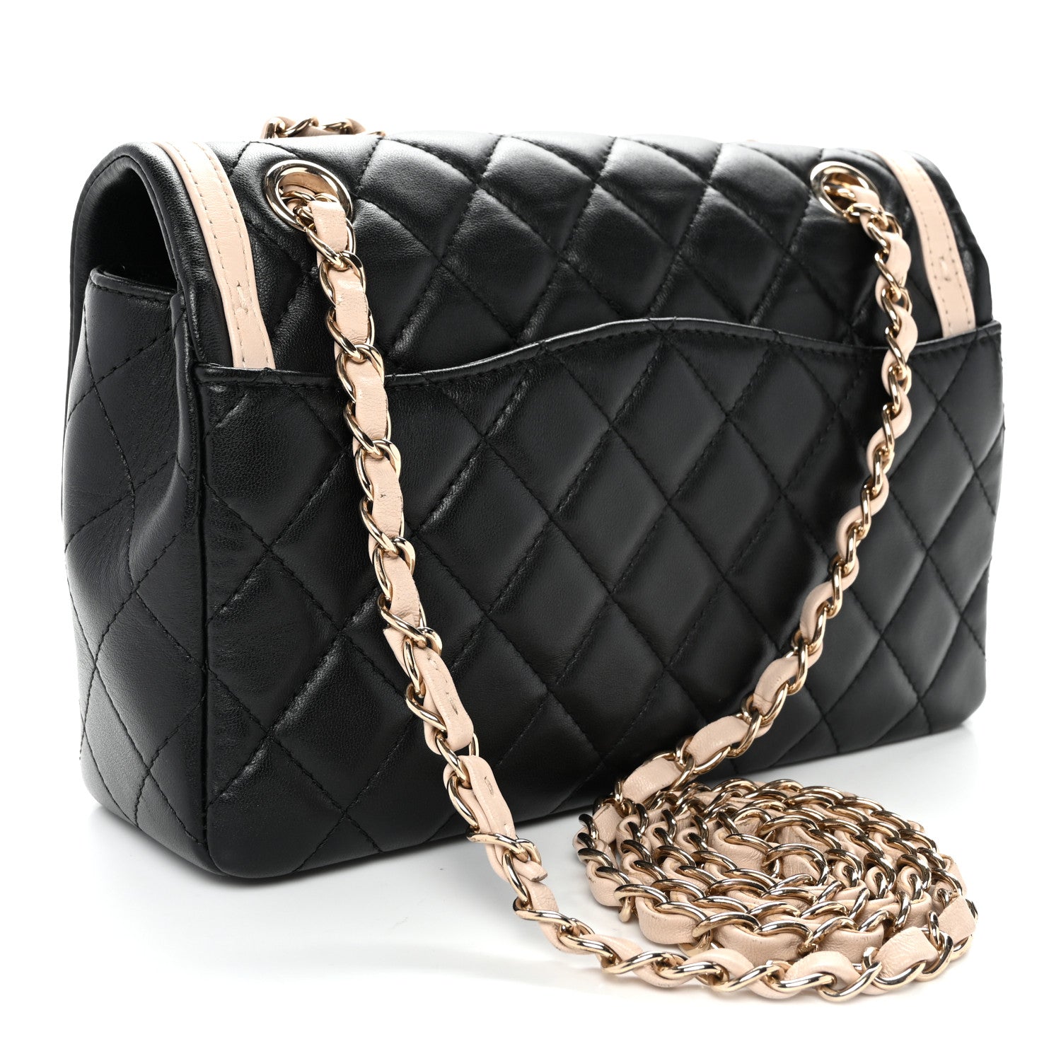 Chanel Lambskin Quilted Bicolor Flap Black Beige 3 of 10