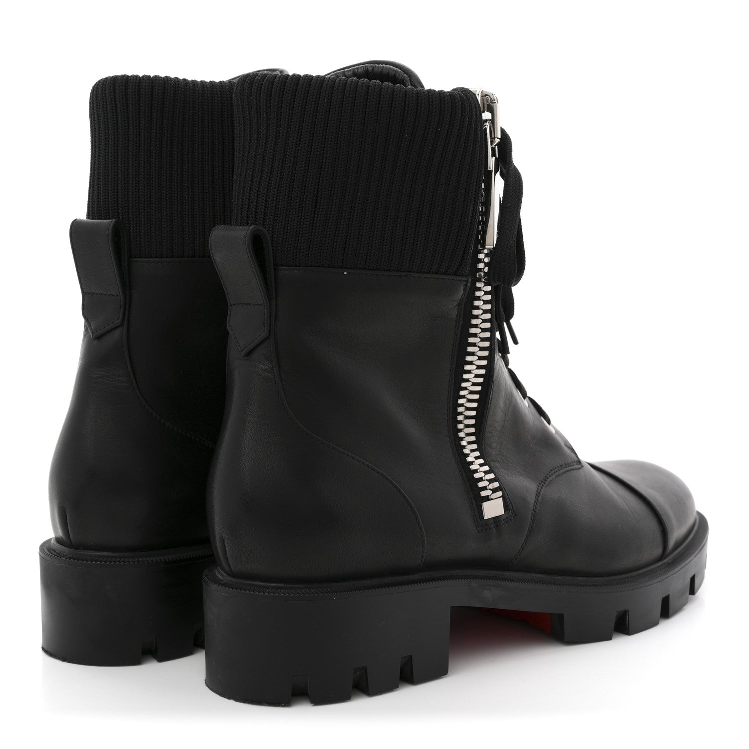 Christian Louboutin Calfskin Knit En Hiver Zip Boots 41 Black 5 of 10