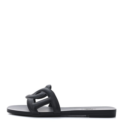 Hermes Rubber Aloha Sandals 36 Black 1 of 8