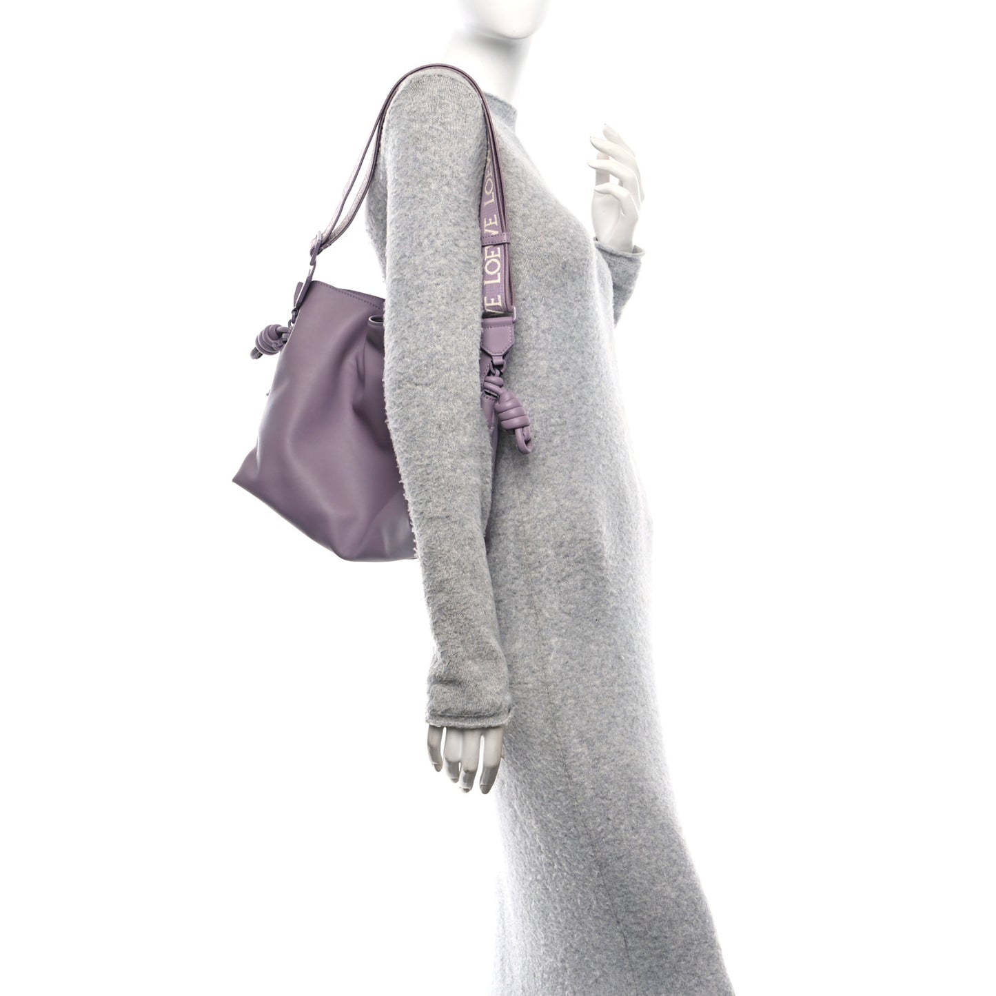 Calfskin Monochrome Flamenco Knot Clutch Pale Aubergine Glaze