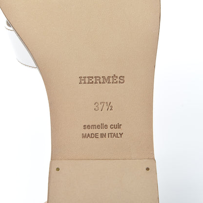 Hermes Box Calfskin Oran Sandals 37.5 White 8 of 10