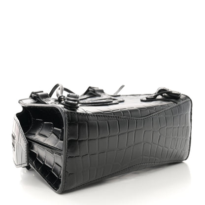 Balenciaga Semi Shiny Calfskin Crocodile Embossed Neo Classic Black Hardware Mini City Black 4 of 10
