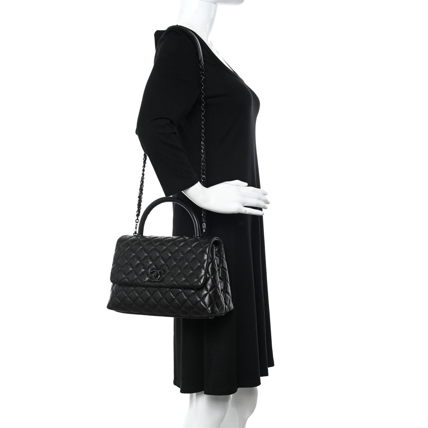 Chanel Caviar Quilted Small Coco Handle Flap So Black 2 of 11