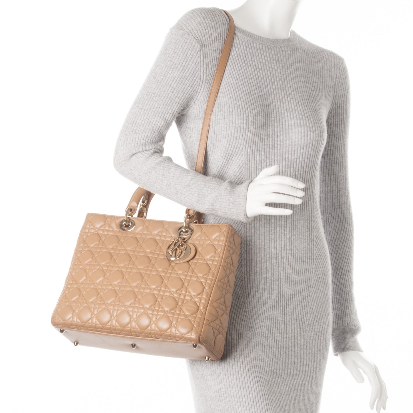 Lambskin Cannage Large Lady Dior Beige