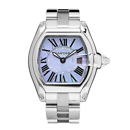 Cartier Stainless Steel Purple Mother of Pearl 31mm Roadster Quartz Watch 1 of 8