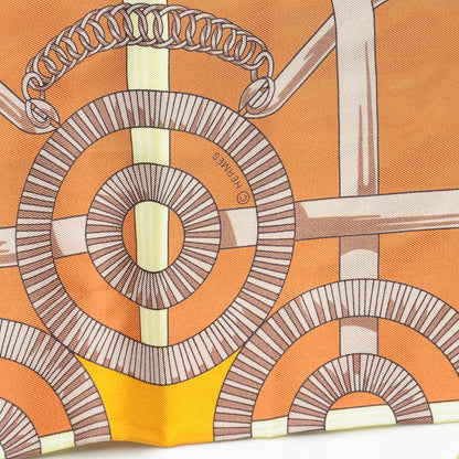 Hermes Silk Eperon D'Or Remix Maxi Twilly Beige Brown Gold 4 of 6