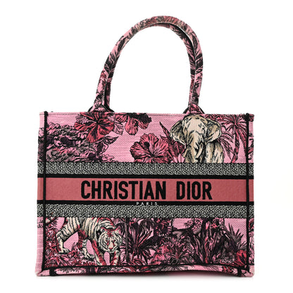 Christian Dior Canvas Embroidered Medium Toile de Jouy Voyage Book Tote Fuchsia Multicolor 1 of 10