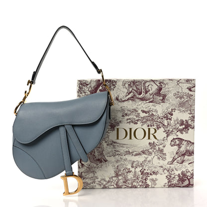 Christian Dior Grained Calfskin Saddle Bag Sky Blue 10 of 10