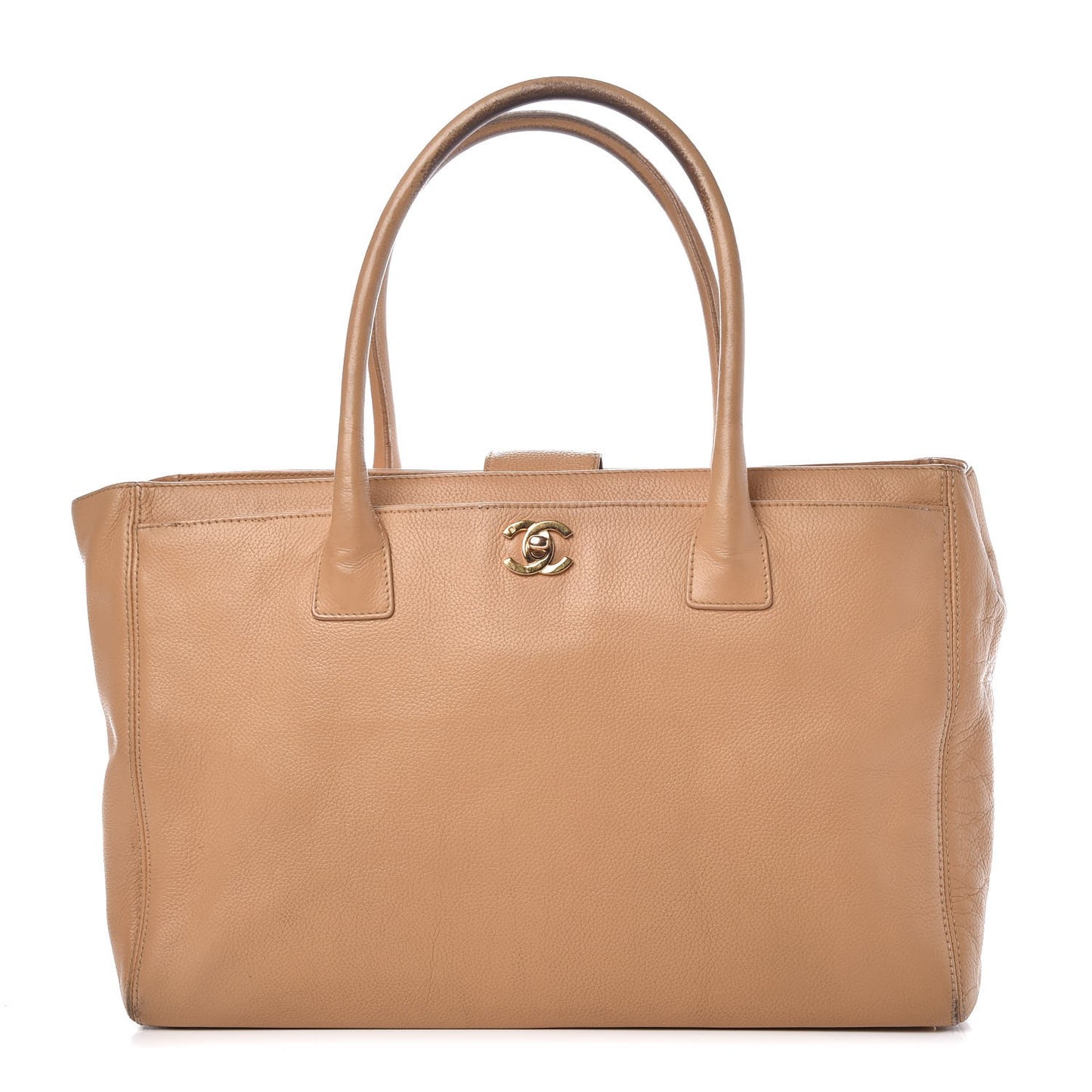 Calfskin Cerf Executive Shopper Tote Beige