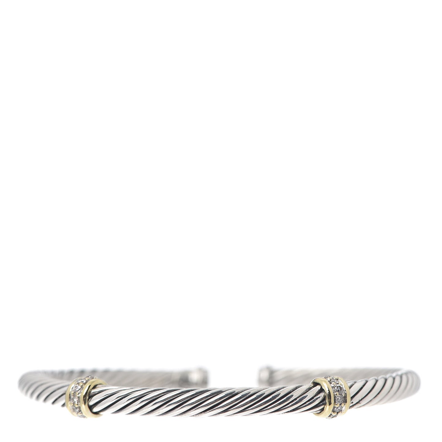 Sterling Silver 18K Yellow Gold Diamond 5mm Cable Classics Double Station Bracelet