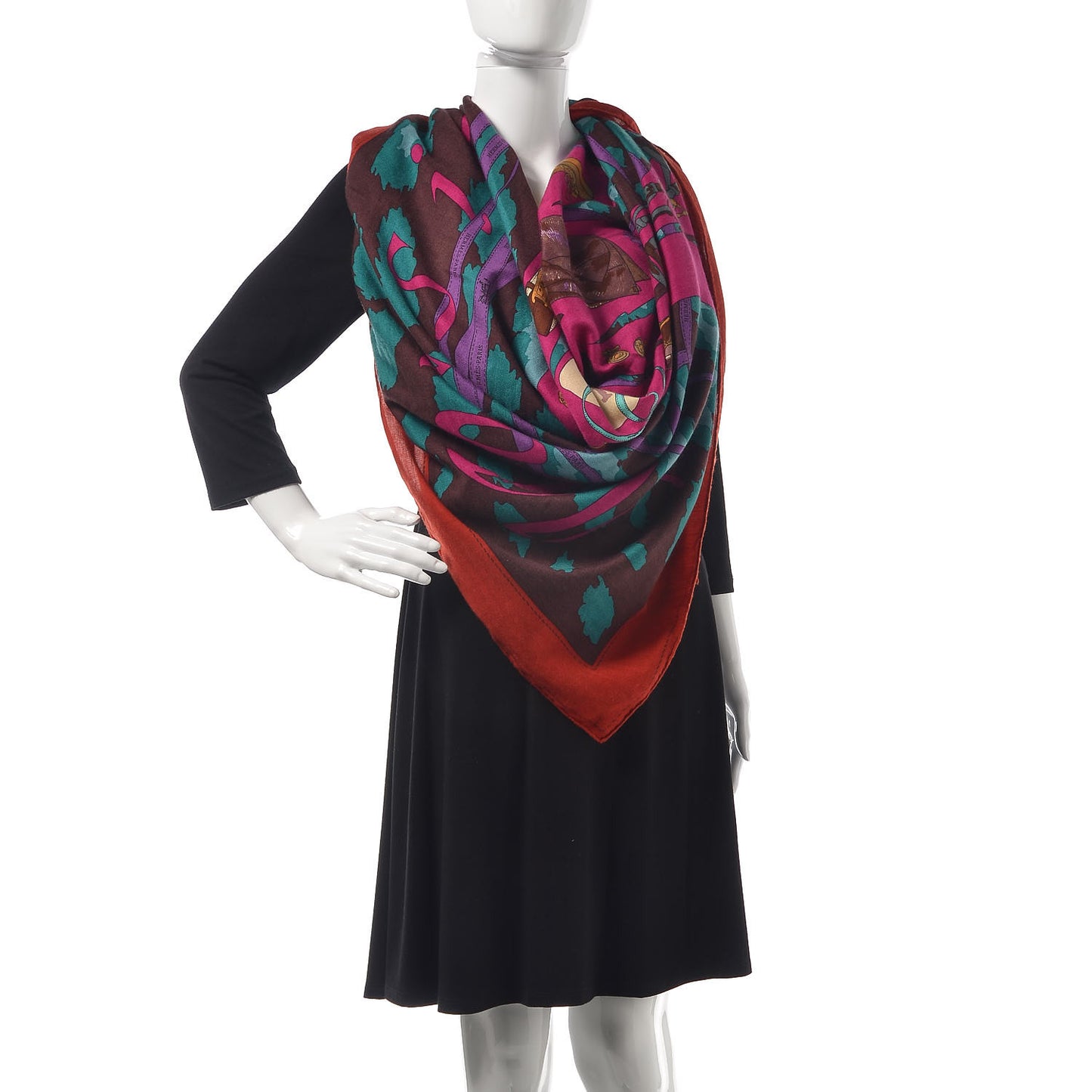 Cashmere Silk Monsieur Et Madame II Shawl 140 Rouge H Fuchsia Canard