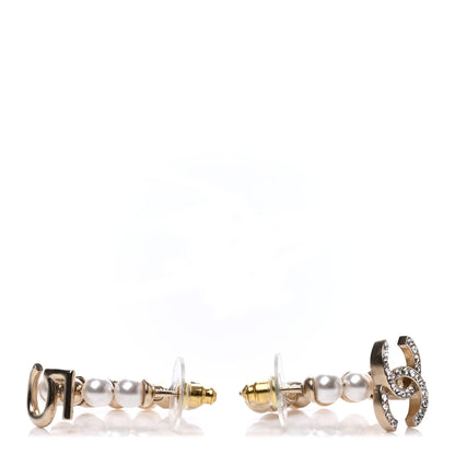 Chanel Crystal Pearl CC No 5 Hoop Drop Earring Gold 3 of 4